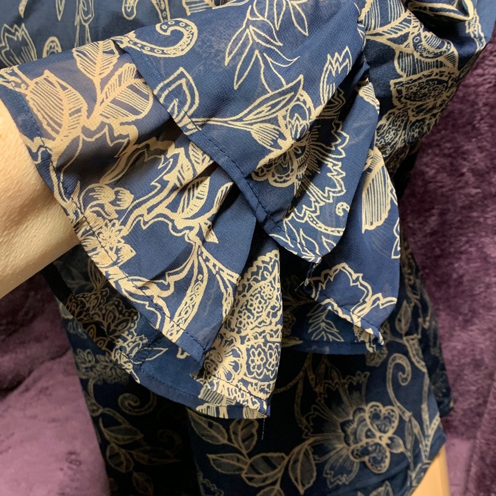 PerSeption Concept Navy Floral Blouse XL - Picture 3 of 14